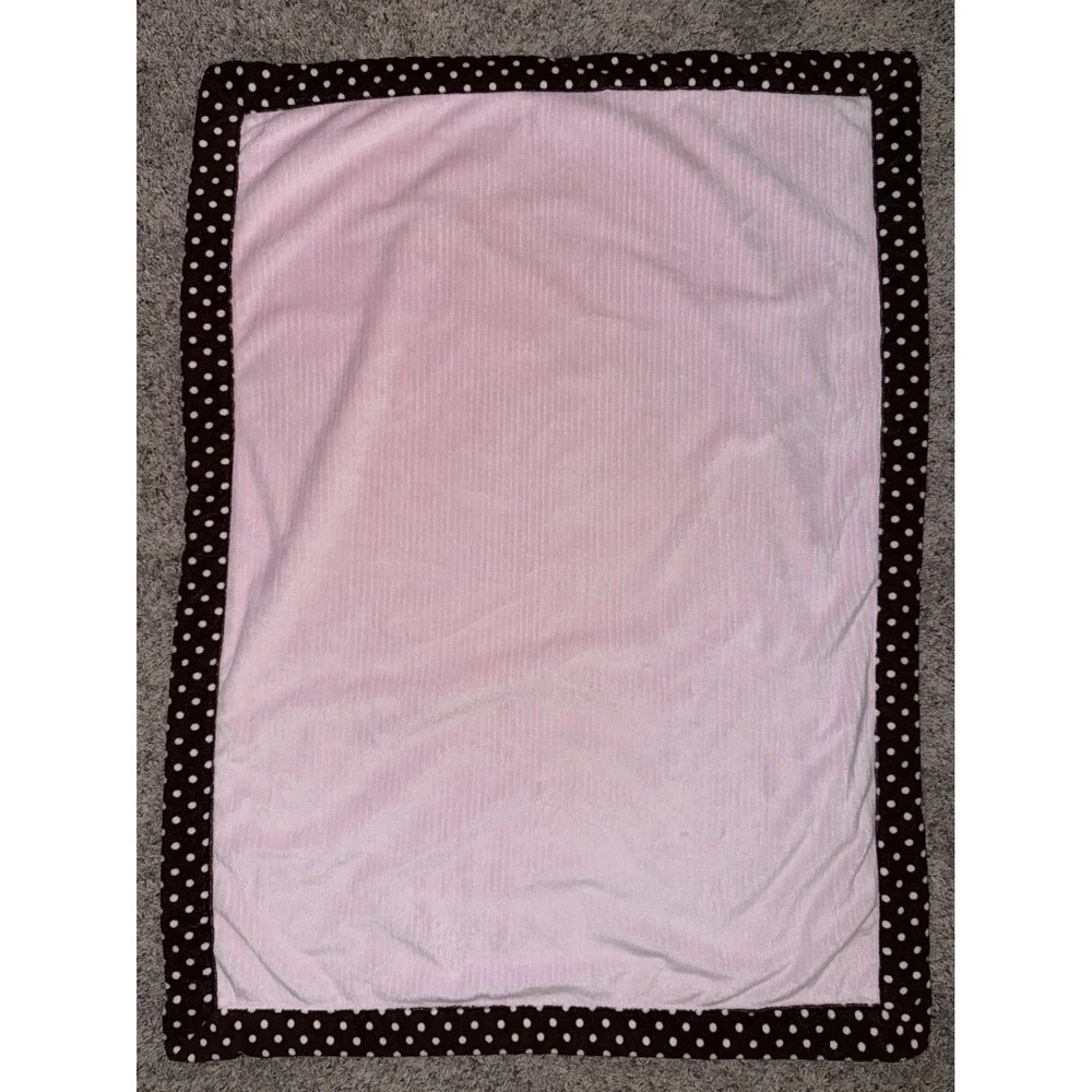 Koala Baby Pink Brown Polka Dot Border Sherpa Plush Security Blanket Lovey 40x30